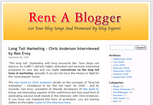 Rent A Blogger Blog snapshot